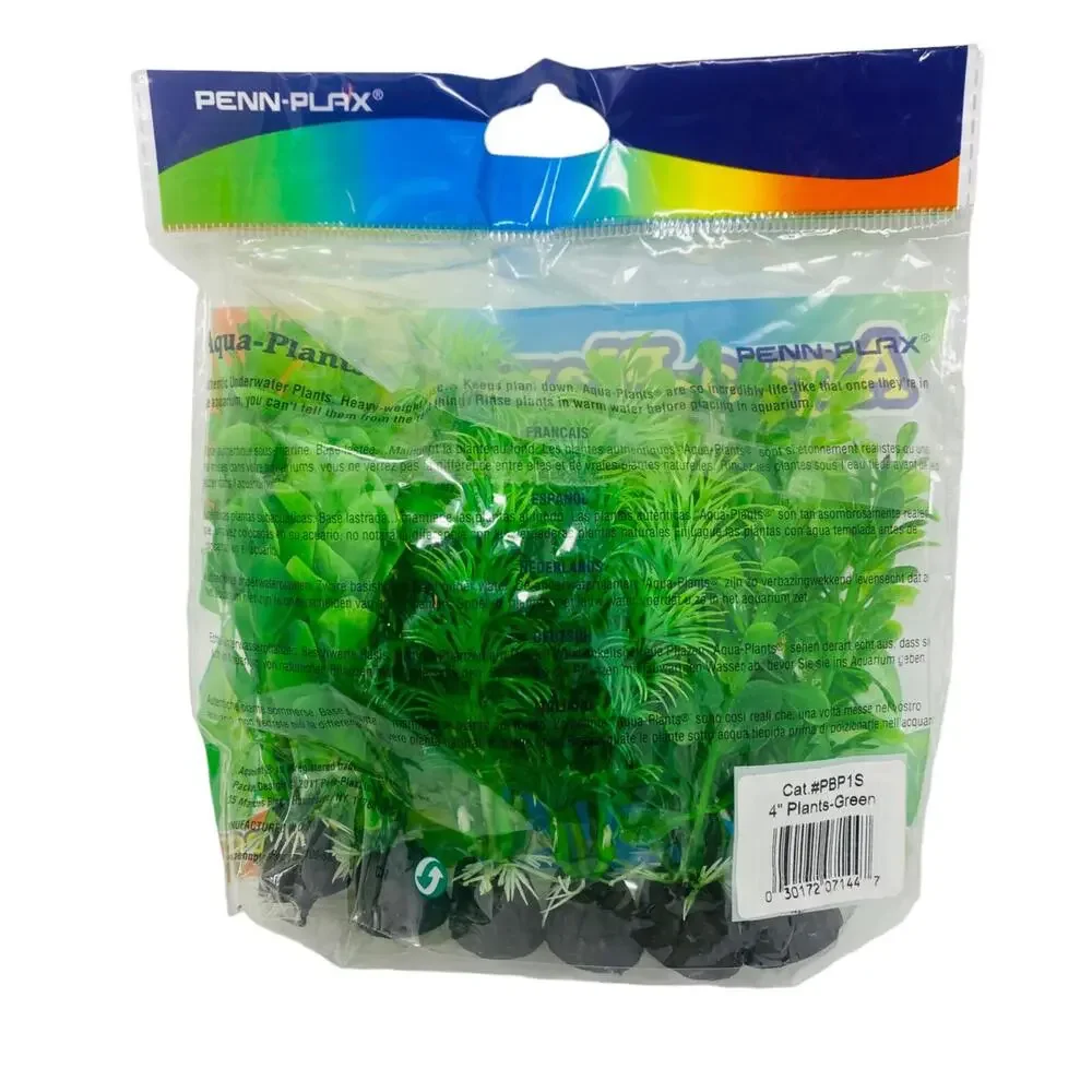 Penn Plax Plastic Plant Pack 4 Inch Green